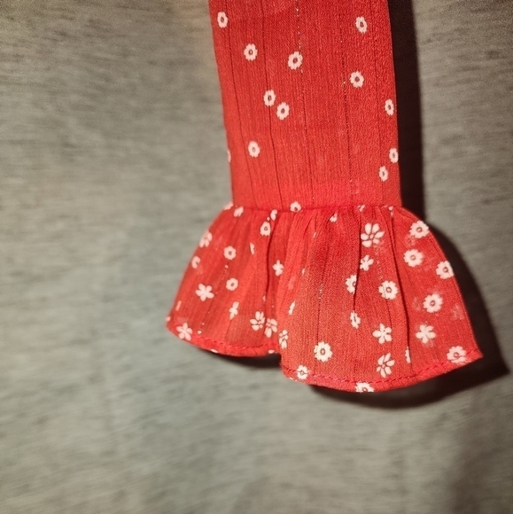 Mi Ami Small Red/white/Shimmer Sheer Overlay & Sleeves Ruffle - Picture 2 of 6